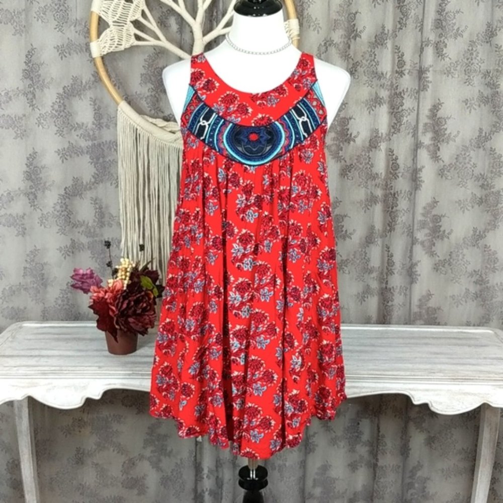 Tracy Reese Anthropologie red floral boho dress